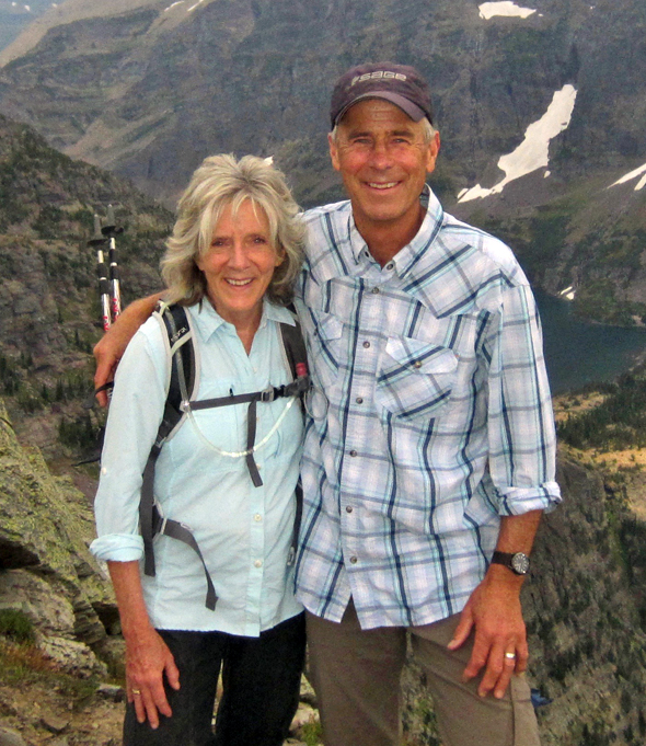 Steve and Sue Rolfing hiking in Glacier National Park